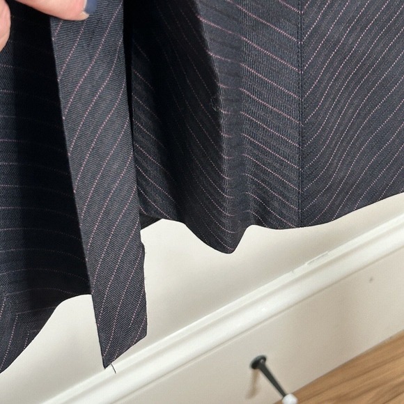 Roberto Cavalli Midi Dress Sz 44 US 8 Black Wool Pinstripe Sheath - Picture 4 of 10